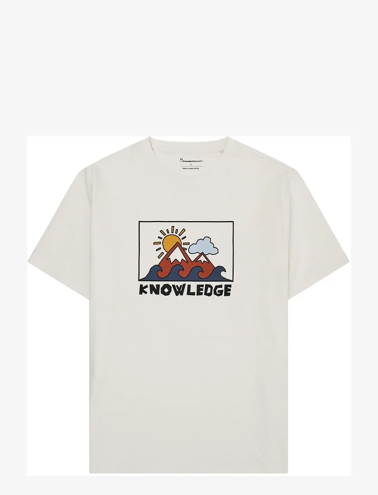 Knowledge Cotton Apparel - Front print t-shirt - kortærmede t-shirts - egret - 0
