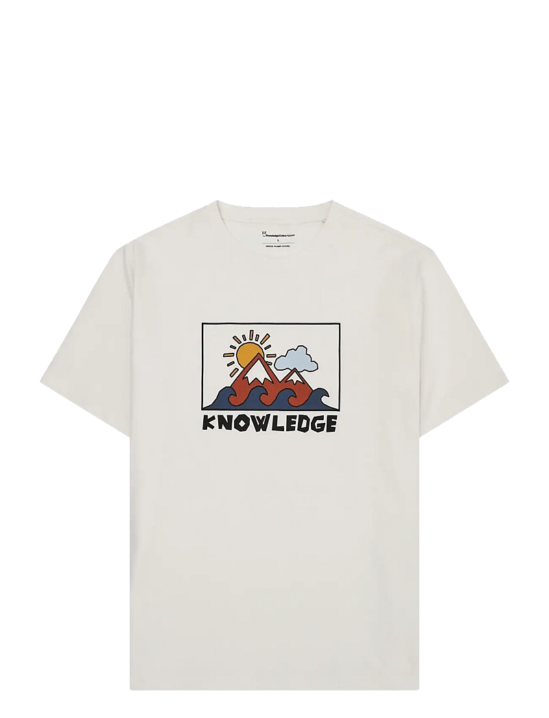 Knowledge Cotton Apparel - Front print t-shirt - kortærmede t-shirts - egret - 0
