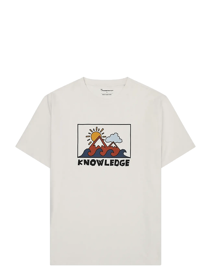 Knowledge Cotton Apparel - Front print t-shirt - kurzärmelig - egret - 0