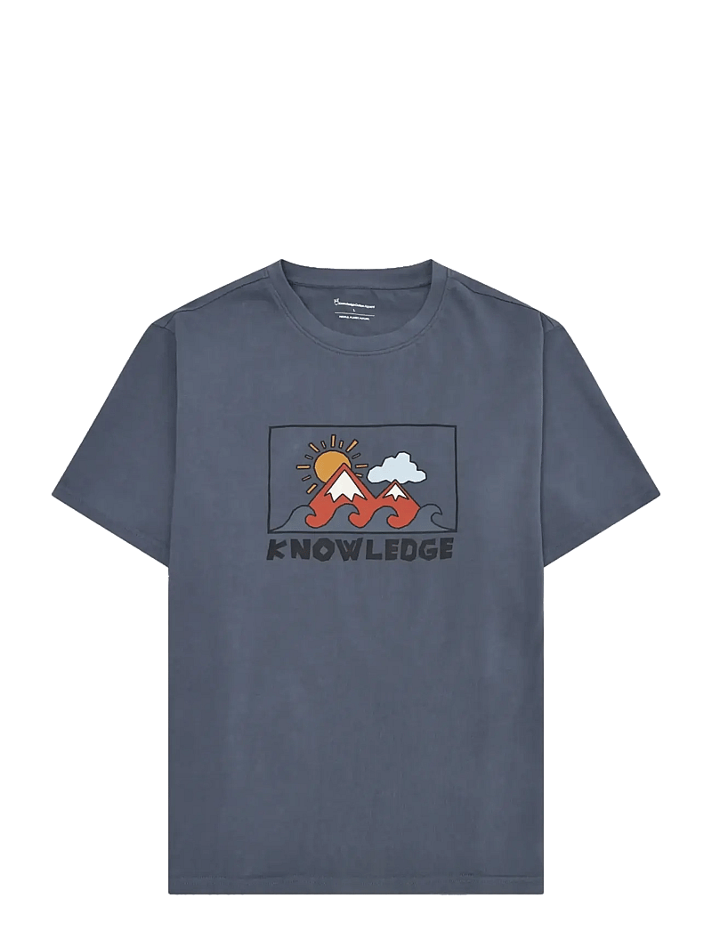 Knowledge Cotton Apparel - Front print t-shirt - kortærmede t-shirts - vintage indigo - 1