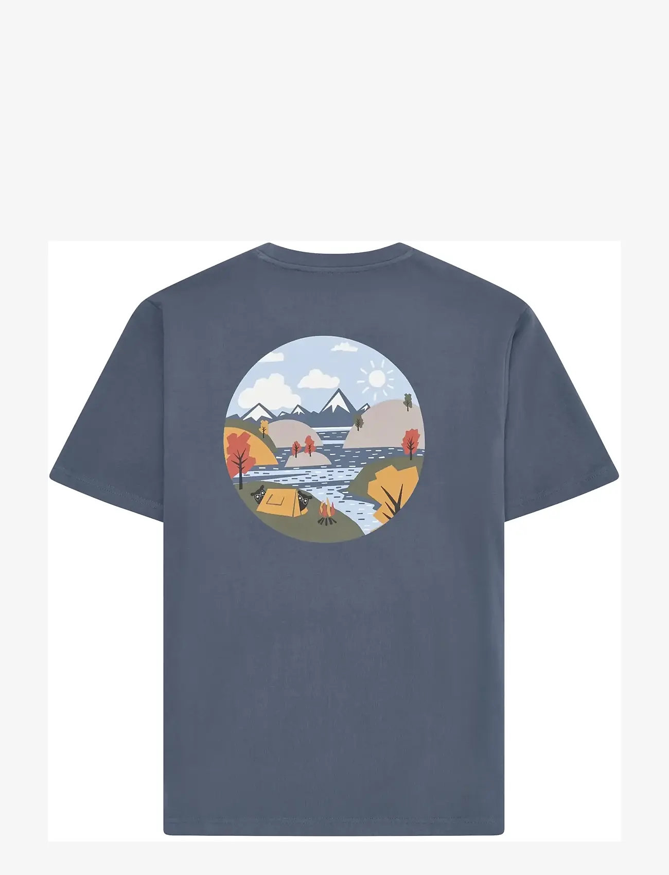 Knowledge Cotton Apparel - Back print t-shirt - short-sleeved t-shirts - vintage indigo - 1