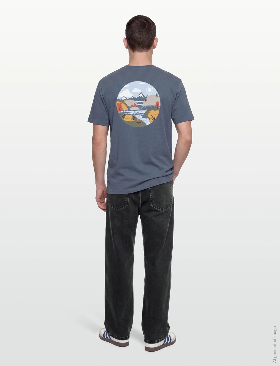Knowledge Cotton Apparel - Back print t-shirt - kortärmade t-shirts - vintage indigo - 4