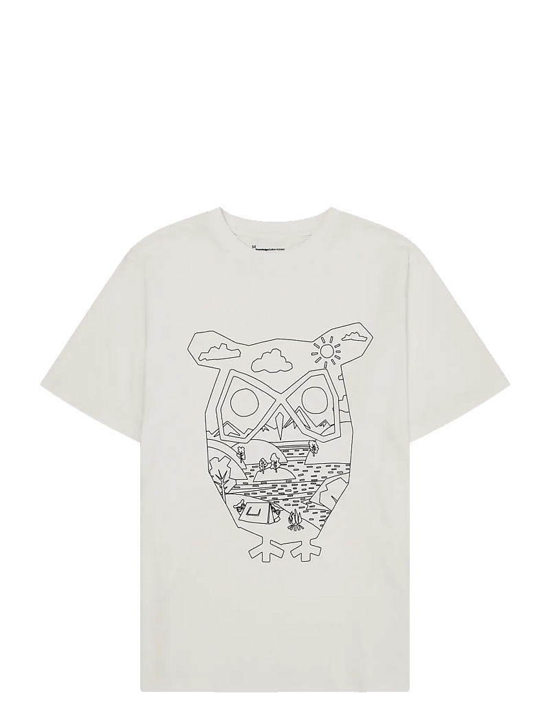 Knowledge Cotton Apparel - Front print t-shirt - kurzärmelig - egret - 0