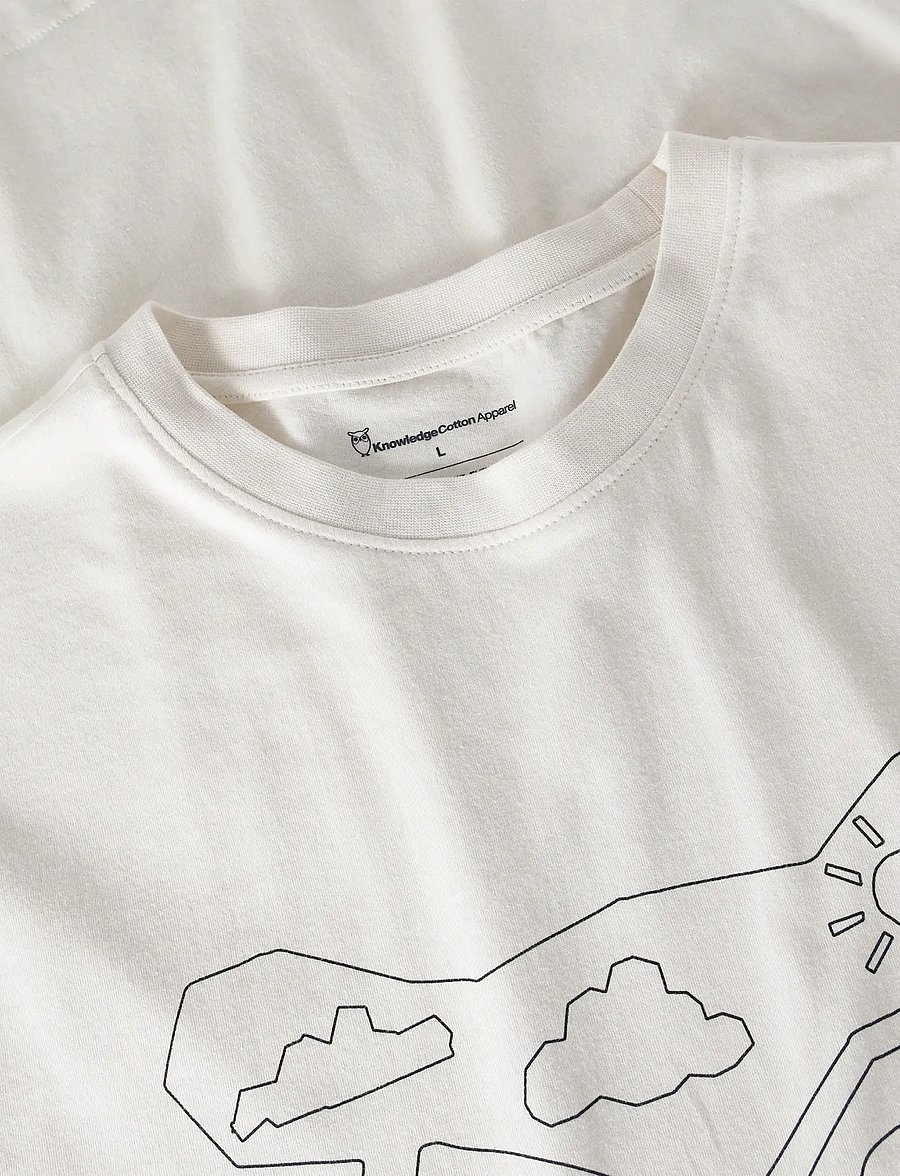 Knowledge Cotton Apparel - Front print t-shirt - kortärmade t-shirts - egret - 2