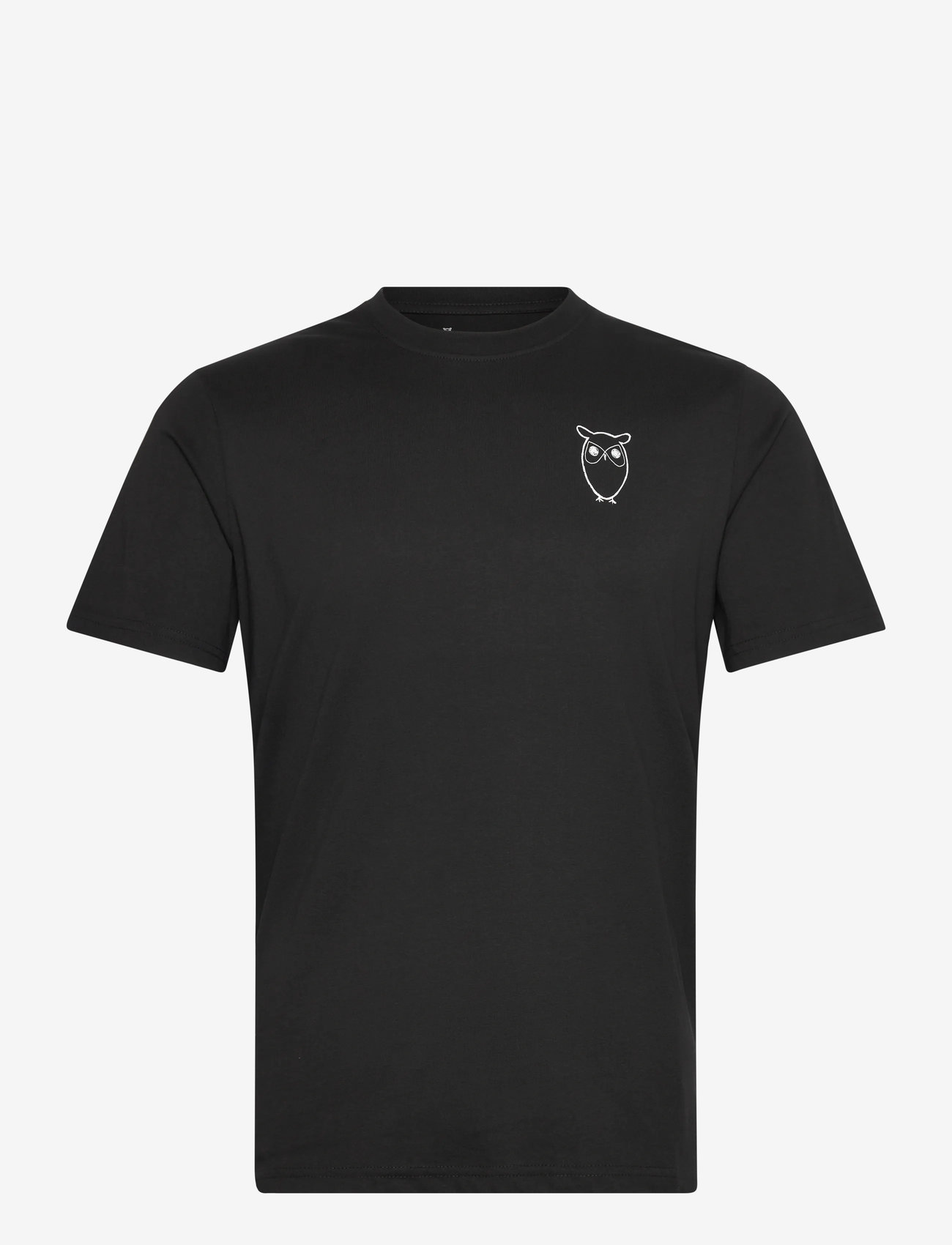 Knowledge Cotton Apparel - ALDER owl chest print tee - GOTS/Ve - kortærmede t-shirts - black jet - 0