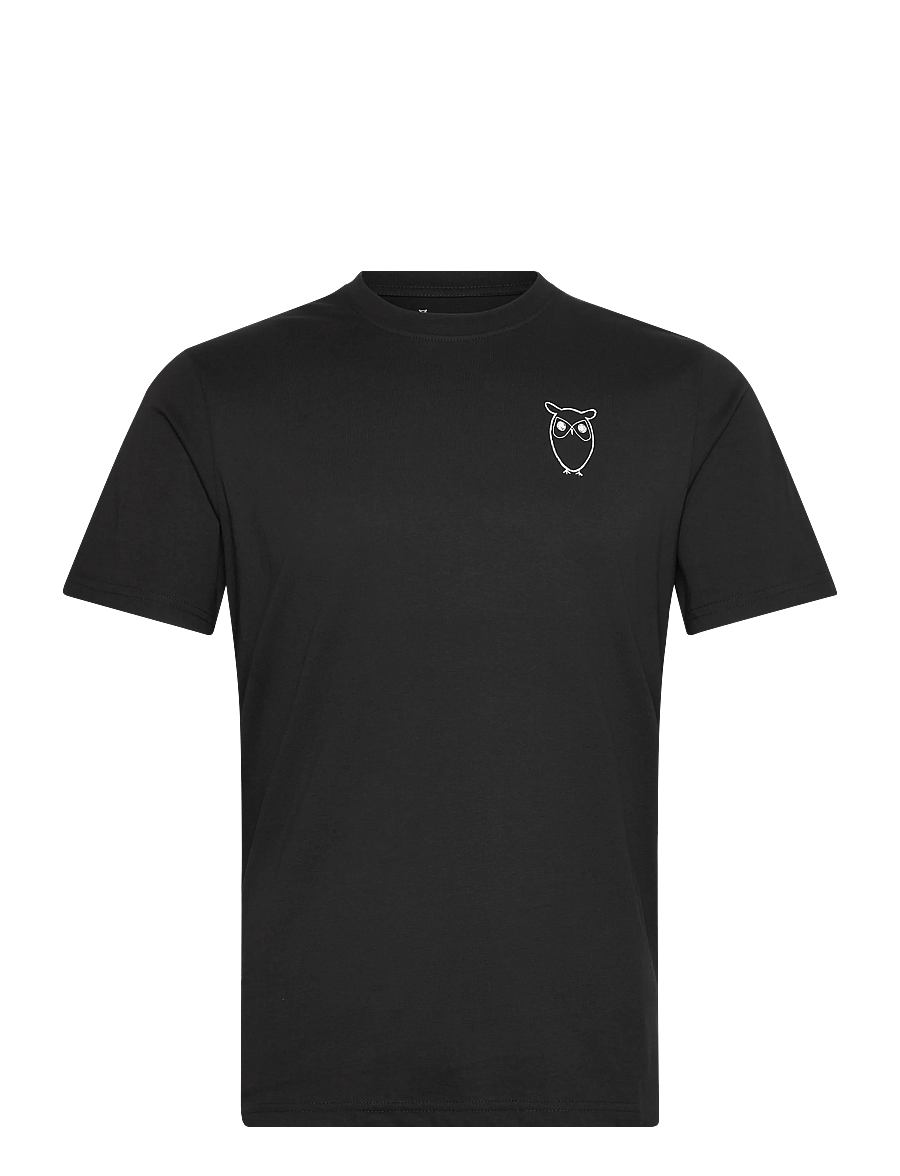 Knowledge Cotton Apparel - ALDER owl chest print tee - GOTS/Ve - kurzärmelige t-shirts - black jet - 0