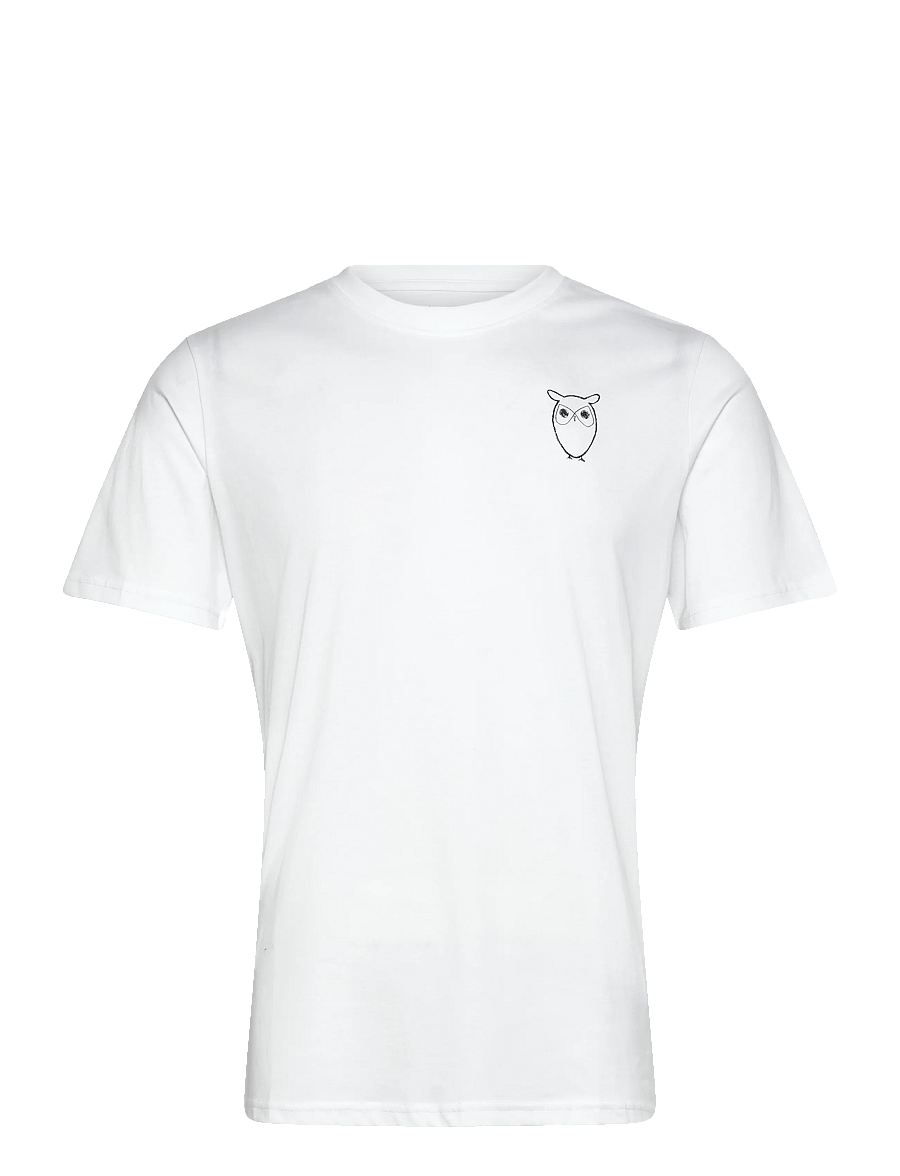 Knowledge Cotton Apparel - ALDER owl chest print tee - GOTS/Ve - kurzärmelige t-shirts - bright white - 0
