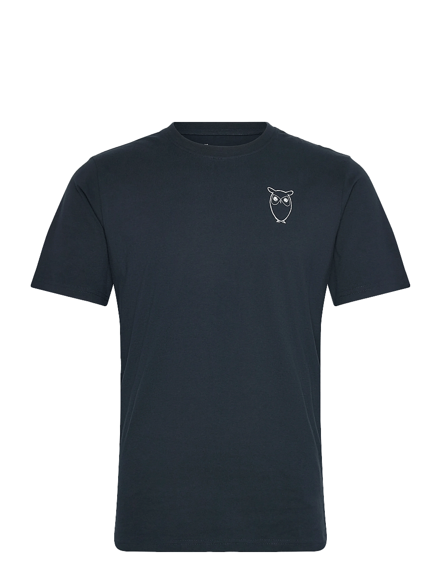 Knowledge Cotton Apparel - ALDER owl chest print tee - GOTS/Ve - lühikeste varrukatega t-särgid - total eclipse - 0