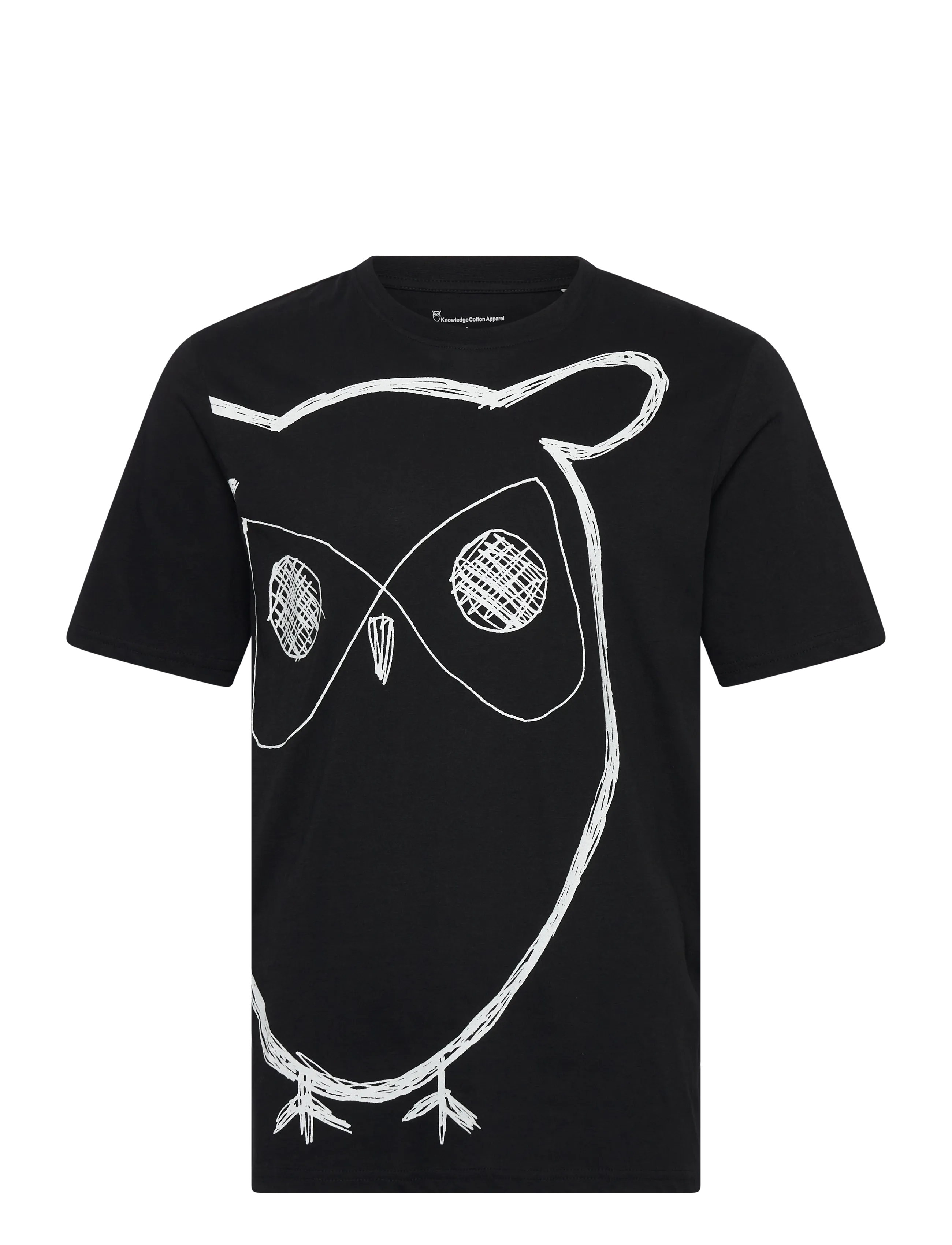 KNOWLEDGE Baumwolle APPAREL Big Owl Print Tee - Gots/Vegan Schwarz - S - Herren