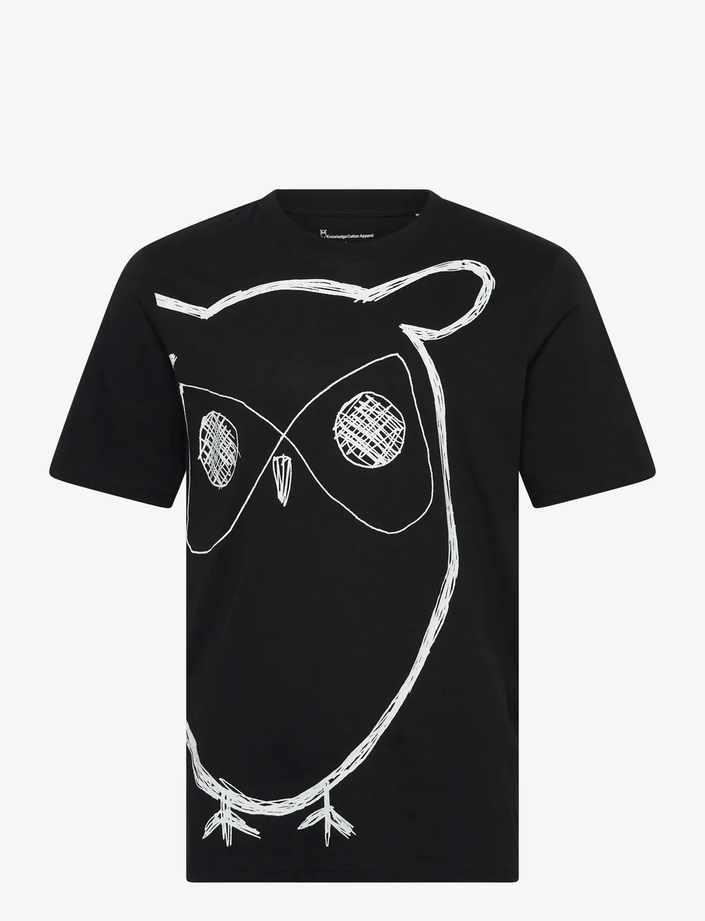 Knowledge Cotton Apparel - Big owl print tee - GOTS/Vegan - kurzärmelig - black jet - 0