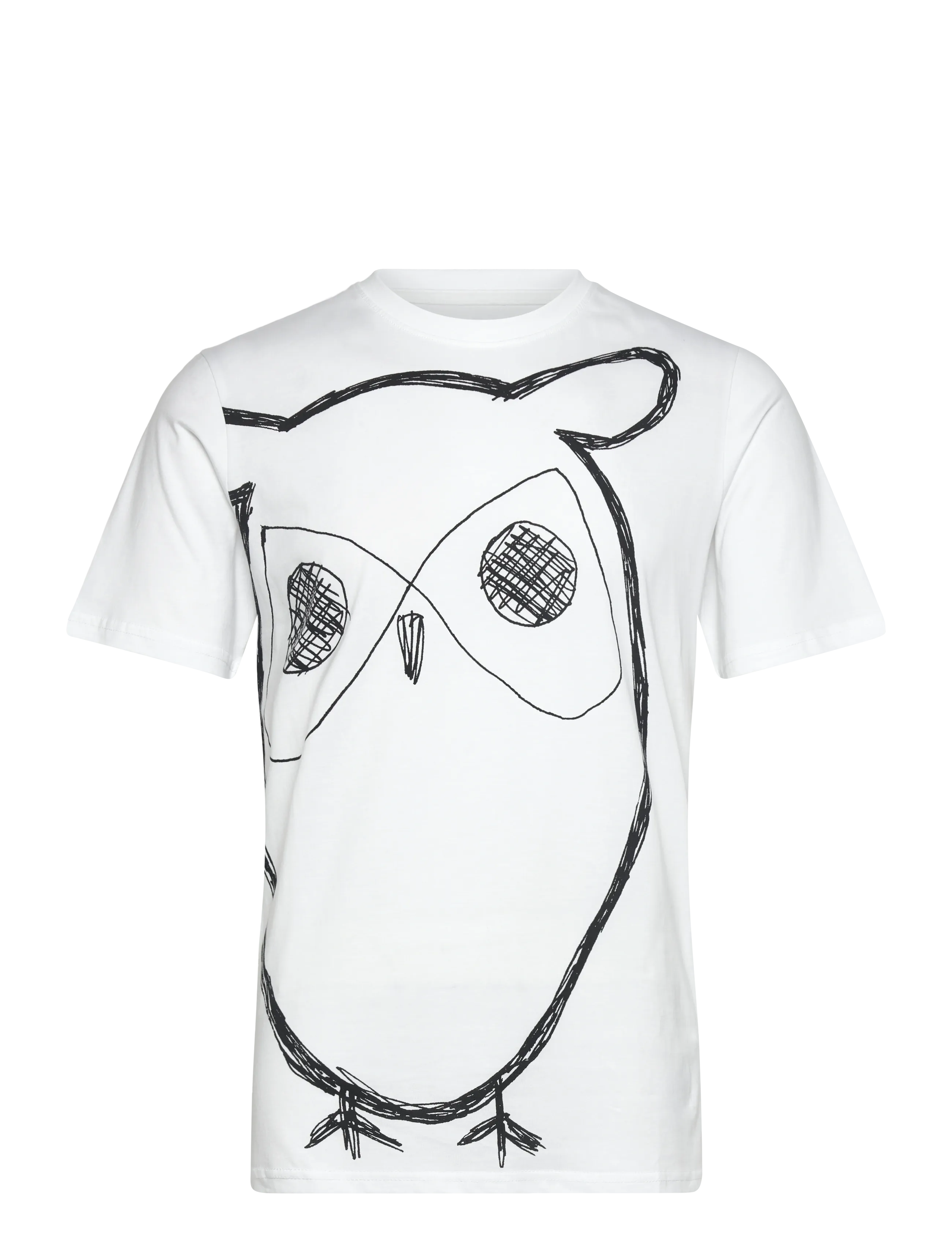 Knowledge Cotton Apparel Big owl print tee - GOTS/Vegan - T-shirts - BRIGHT WHITE / white