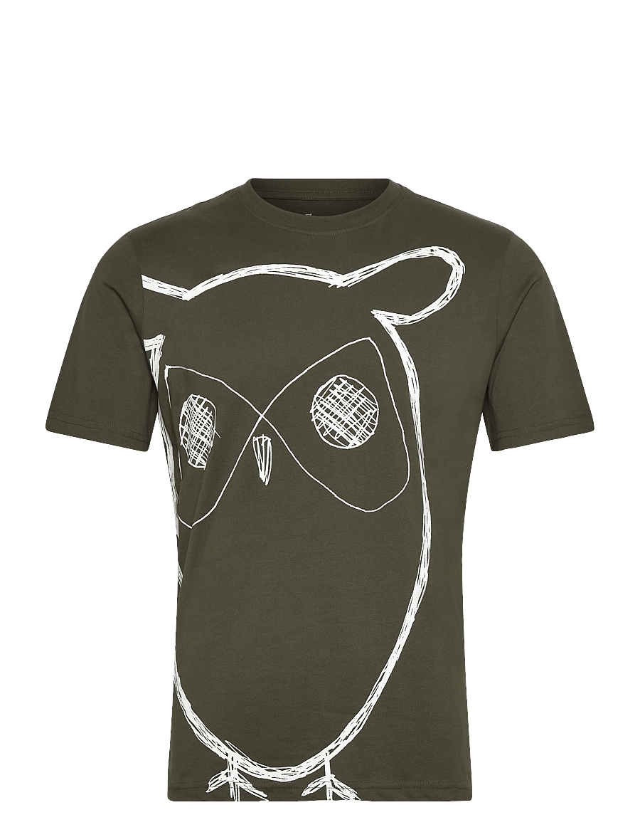 Knowledge Cotton Apparel - Big owl print tee - GOTS/Vegan - lühikeste varrukatega t-särgid - forest night - 0