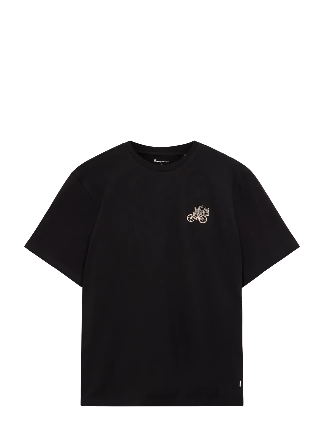 Knowledge Cotton Apparel Chest embroidery t-shirt - Knowledge Cotton Apparel - BLACK JET / black