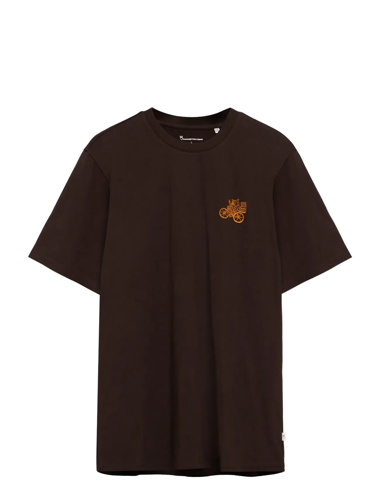 Knowledge Cotton Apparel Chest embroidery t-shirt - Knowledge Cotton Apparel - CHOCOLATE TORTE / brown