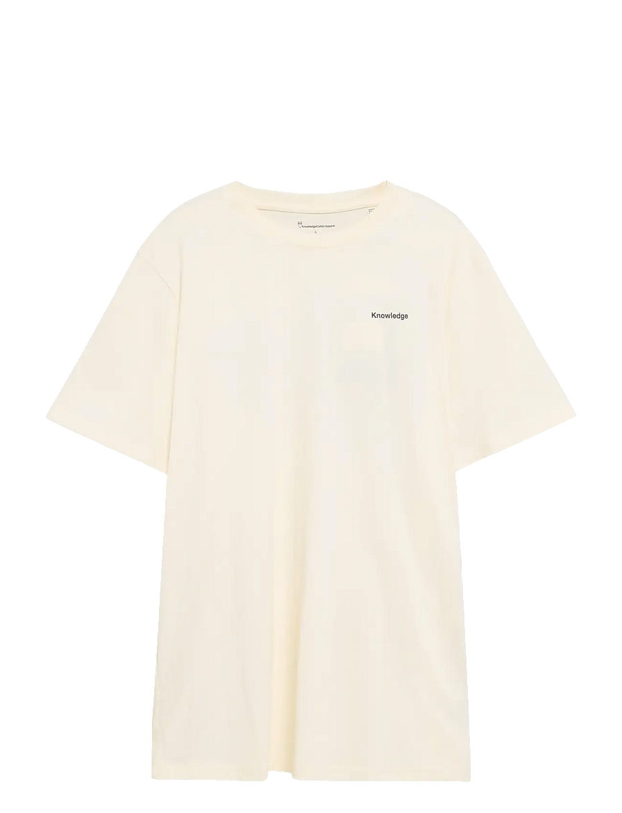 Knowledge Cotton Apparel - Back print t-shirt - kurzärmelige t-shirts - egret - 0