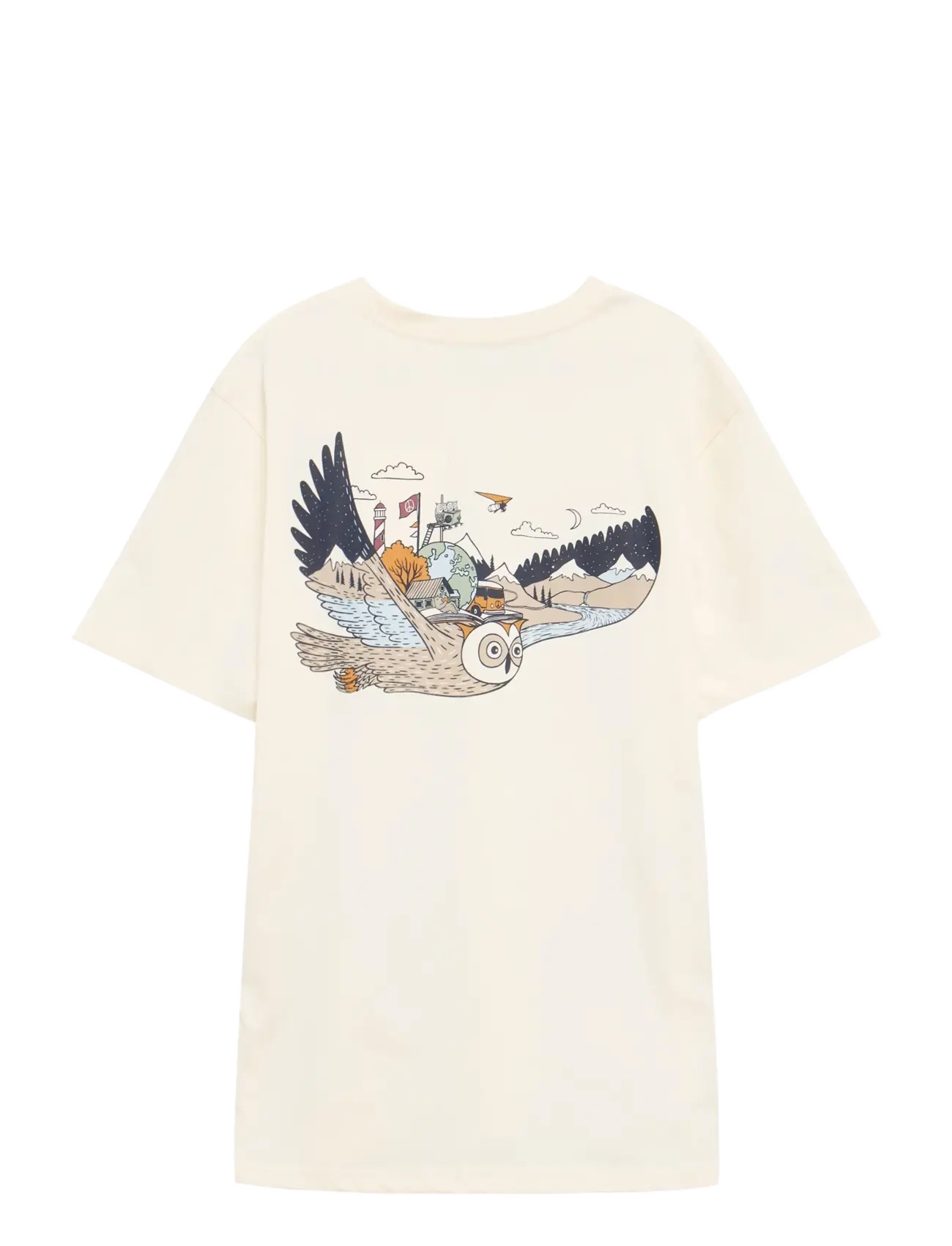 Knowledge Cotton Apparel - Back print t-shirt - short-sleeved t-shirts - egret - 1