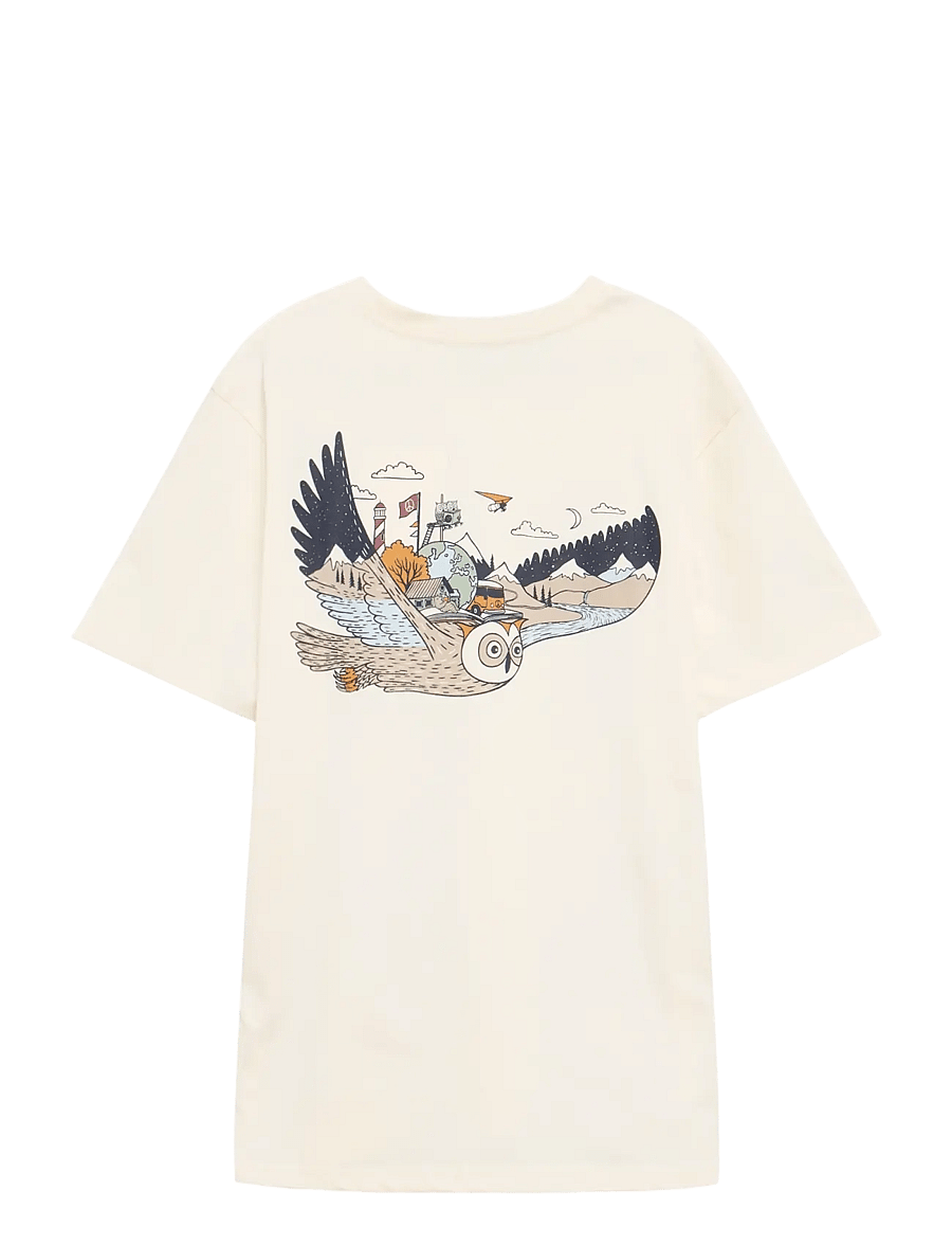 Knowledge Cotton Apparel - Back print t-shirt - kurzärmelige t-shirts - egret - 1