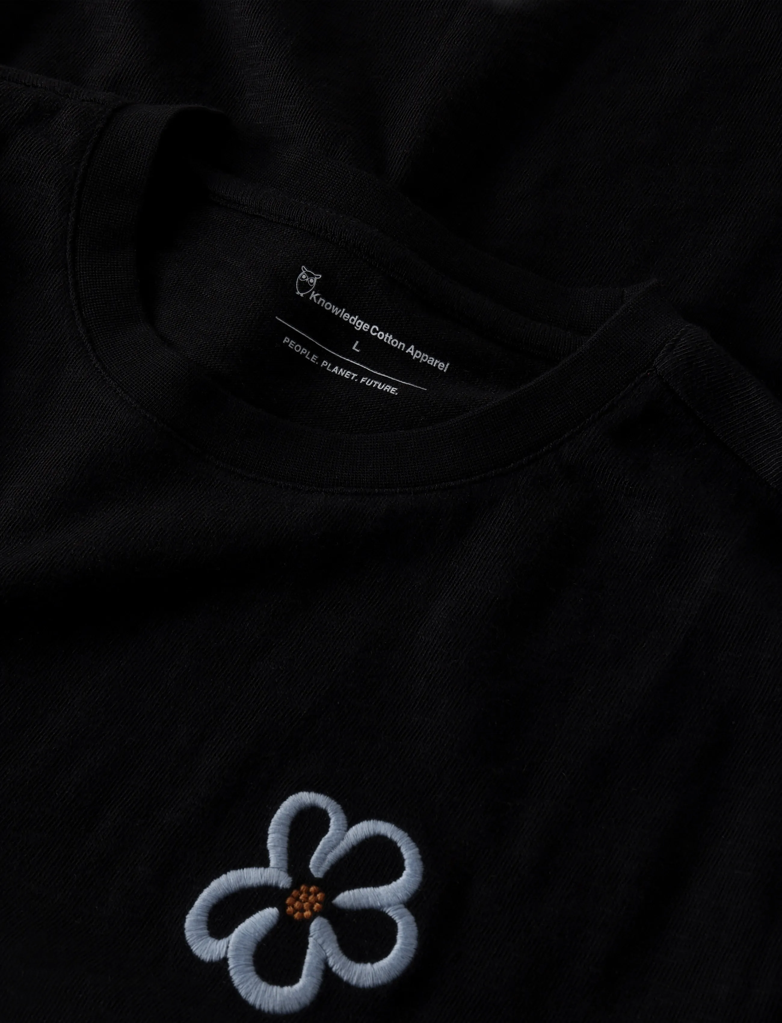 Knowledge Cotton Apparel - Chest embroidery t-shirt - kortärmade t-shirts - black jet - 2
