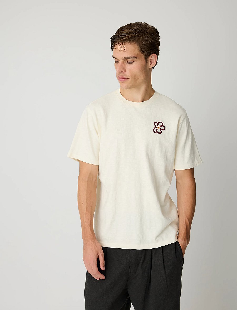 Knowledge Cotton Apparel - Chest embroidery t-shirt - kurzärmelige t-shirts - egret - 2