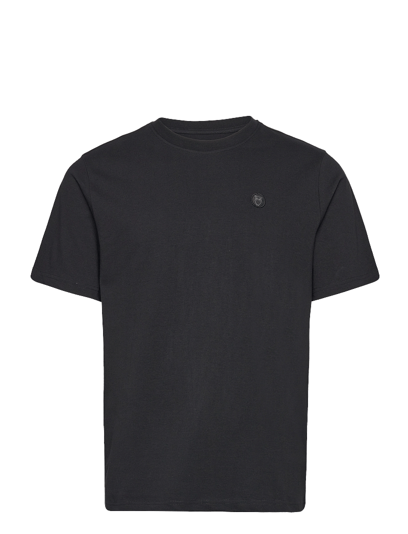 Knowledge Cotton Apparel - LOKE badge tee - Regenerative Organ - kortærmede t-shirts - black jet - 0