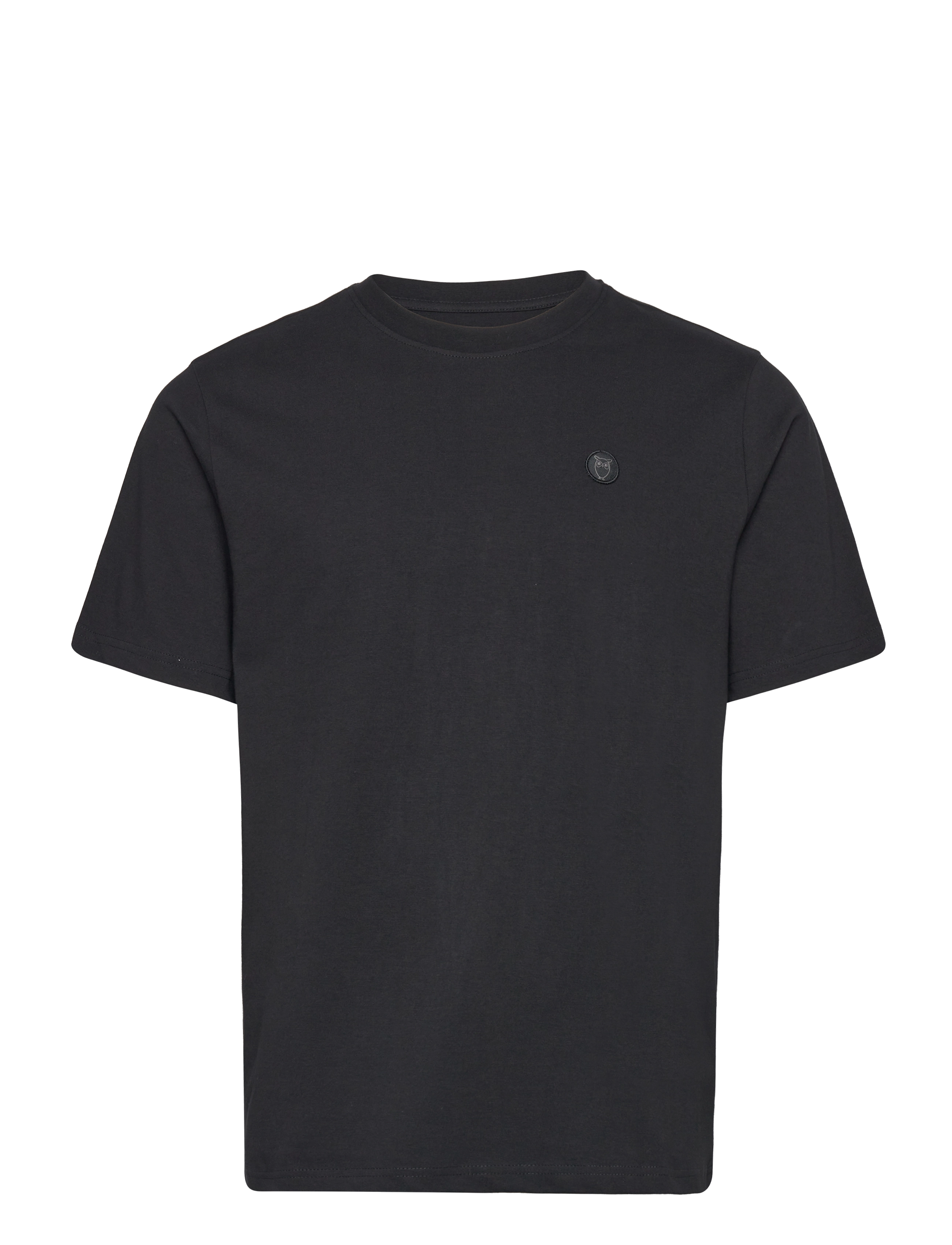 Knowledge Cotton Apparel LOKE badge tee - GOTS/Vegan - T-shirts - BLACK JET / black
