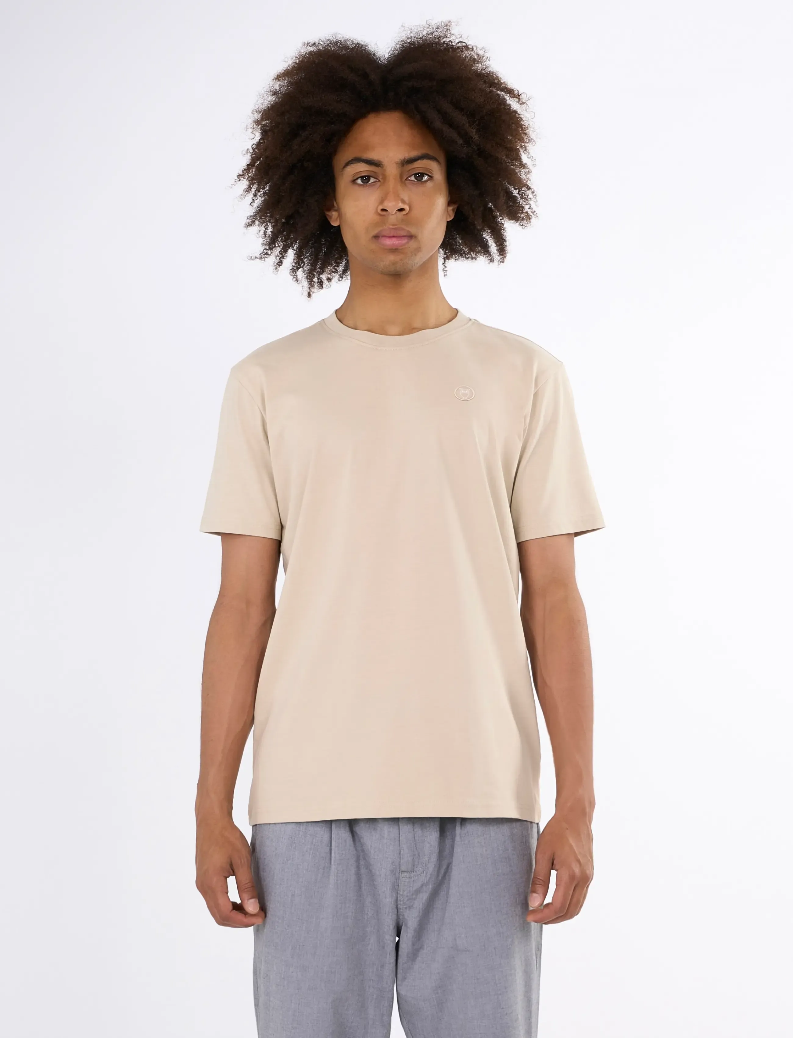 Knowledge Cotton Apparel Badge t-shirt - T-särgid - LIGHT FEATHER GRAY / grey