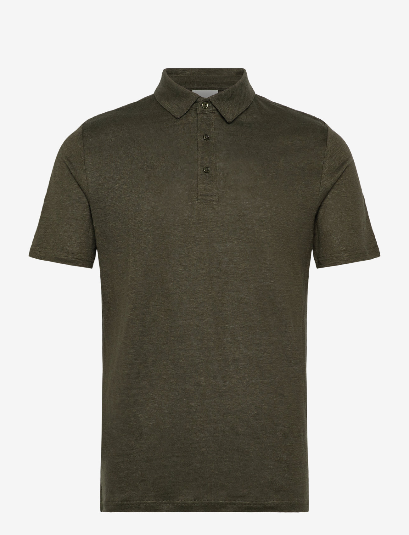 Knowledge Cotton Apparel - Organic Linen polo GOTS/Vegan - kortærmede poloer - forrest night - 0