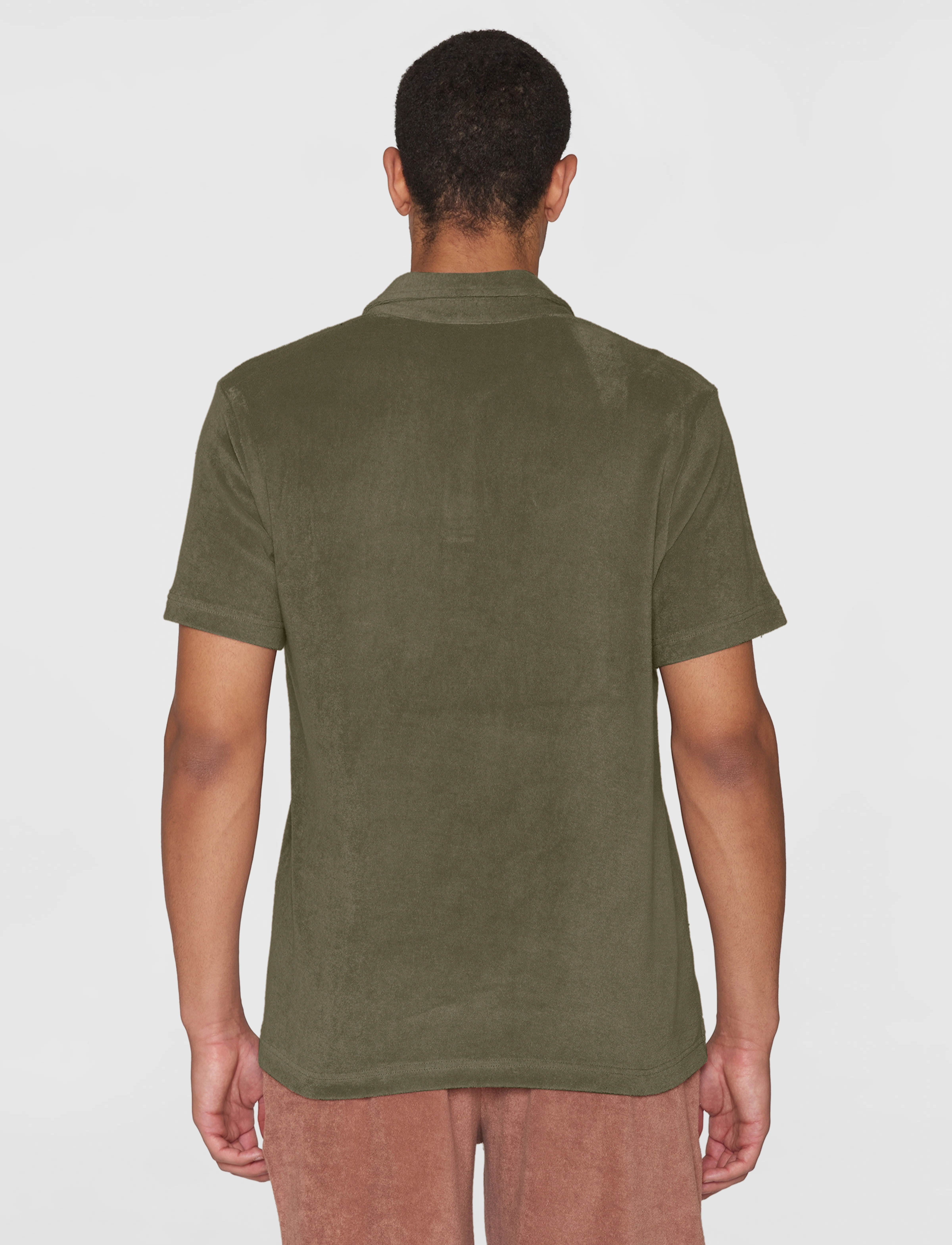 Knowledge Cotton Apparel - Loose terry polo - GOTS/Vegan - burned olive - 3