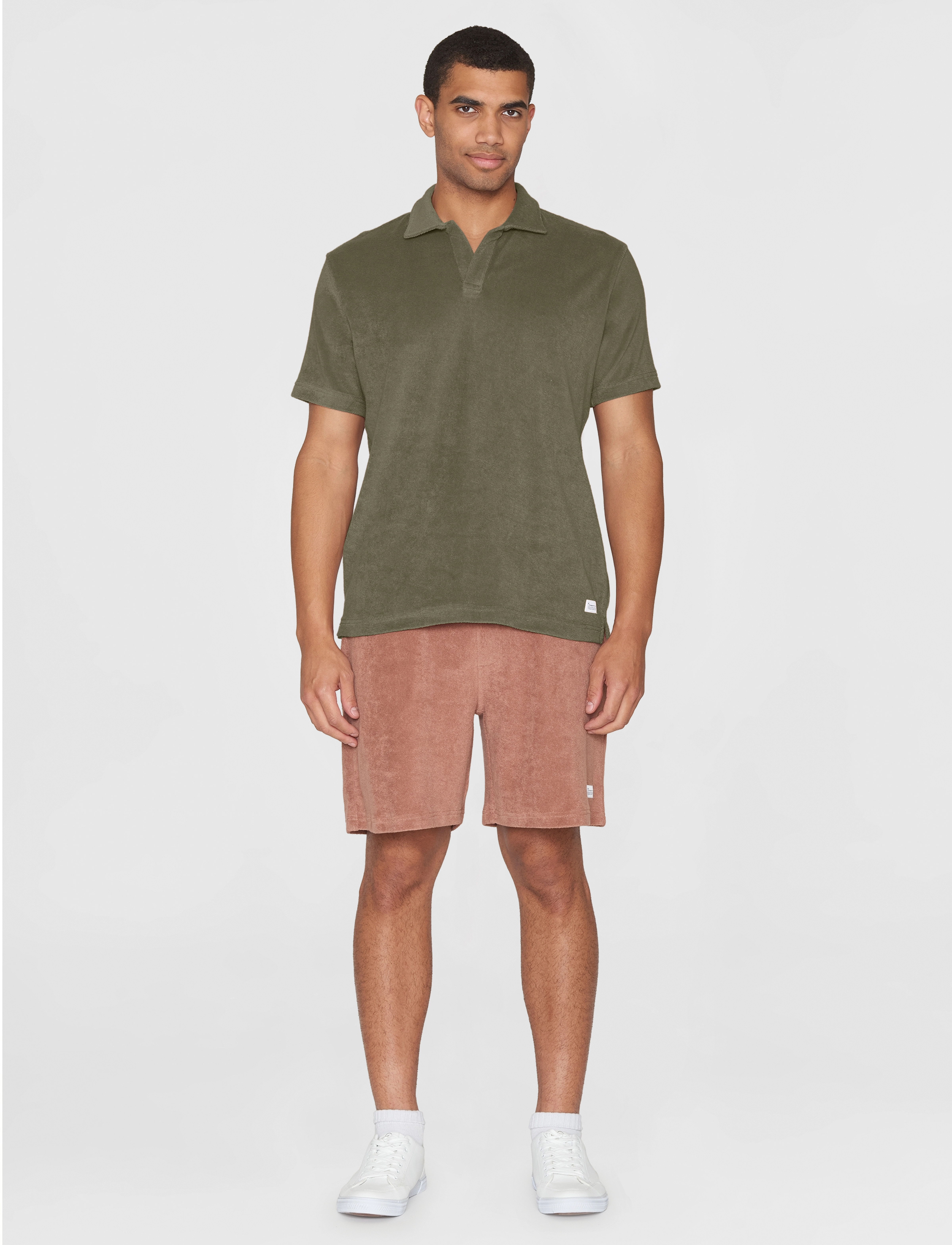 Knowledge Cotton Apparel - Loose terry polo - GOTS/Vegan - burned olive - 4