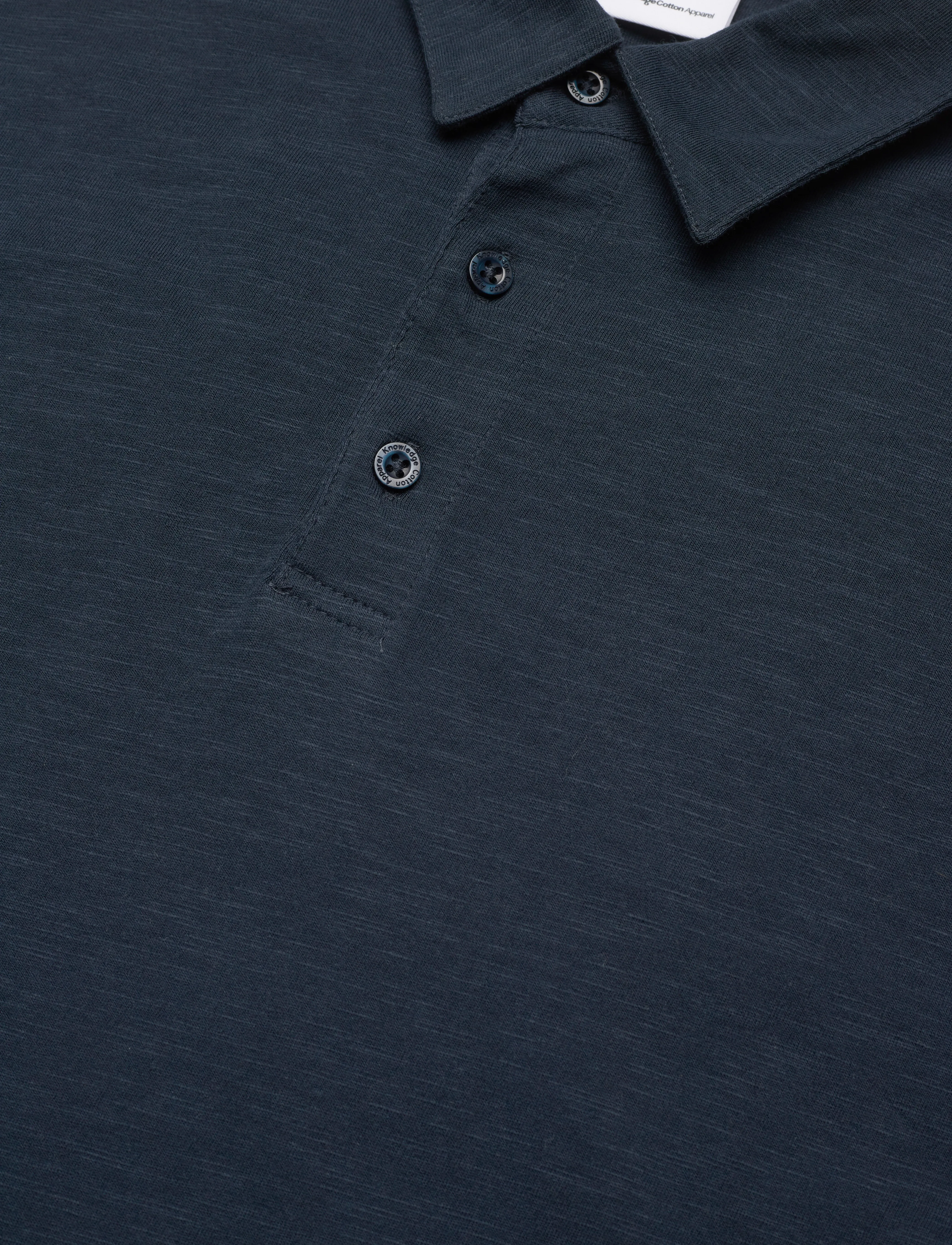 Knowledge Cotton Apparel - Regular linen look polo - GOTS/Vega - total eclipse - 2