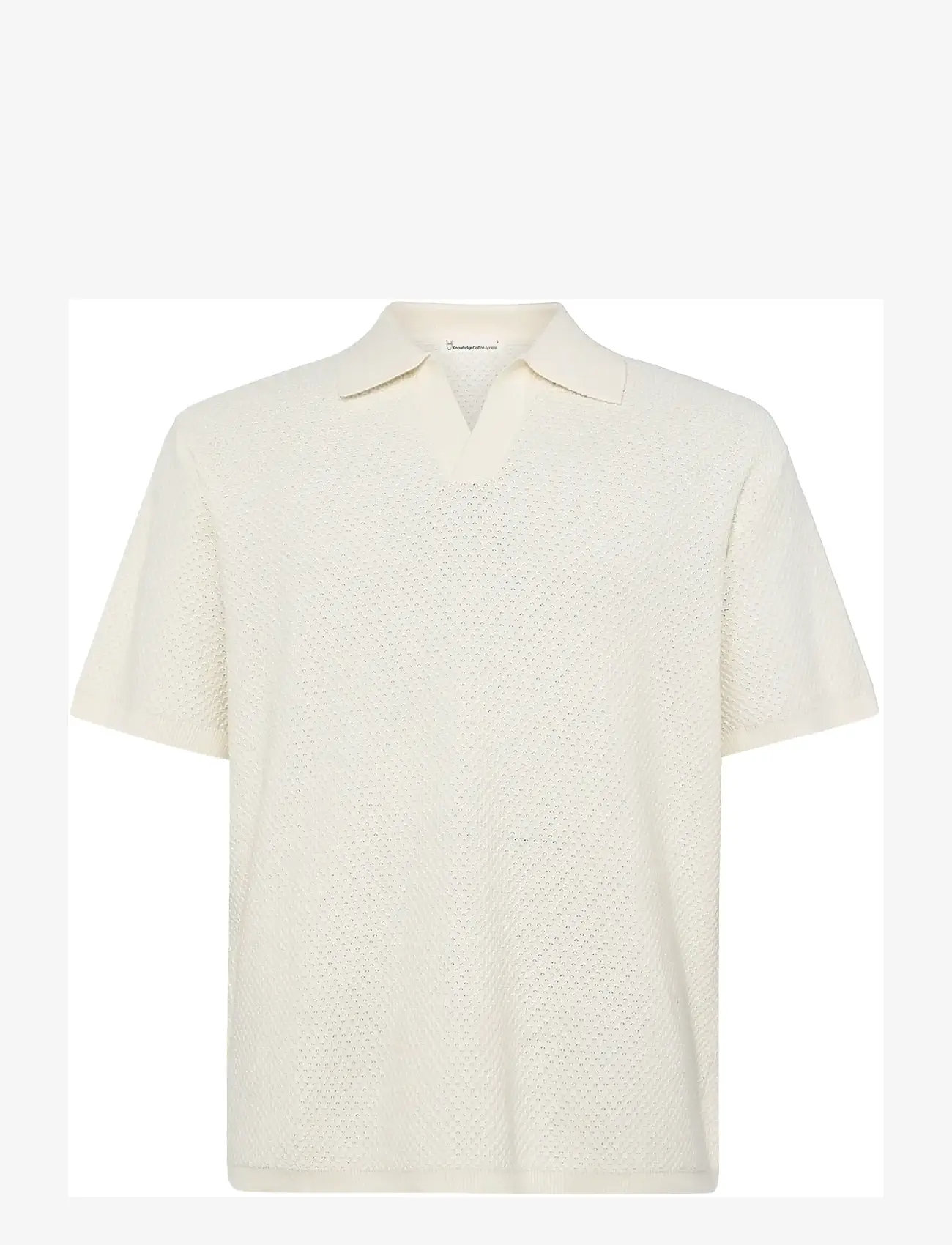 Knowledge Cotton Apparel - Knitted polo - kortärmade pikéer - egret - 1