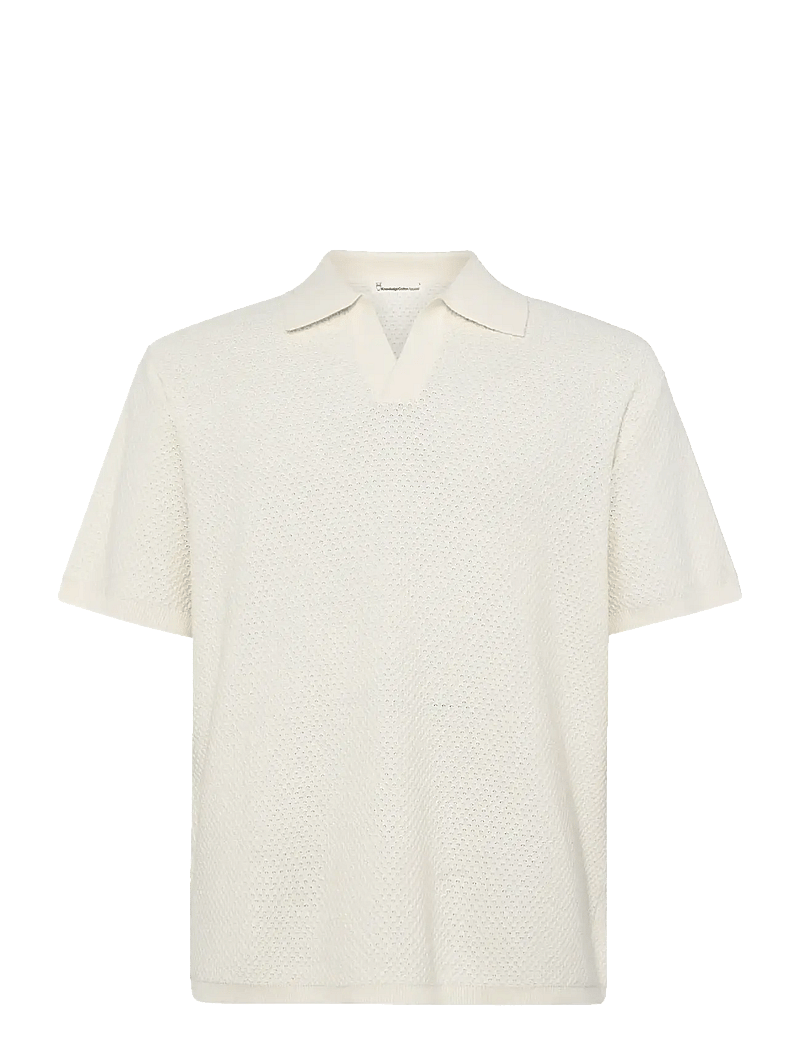 Knowledge Cotton Apparel - Knitted polo - kortärmade pikéer - egret - 1