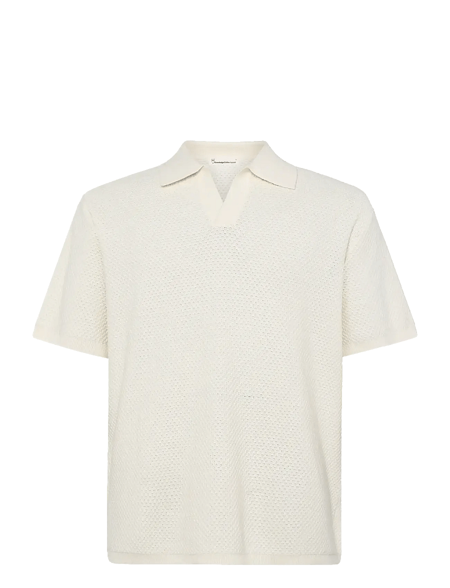 Knowledge Cotton Apparel - Knitted polo - kurzärmelig - egret - 1
