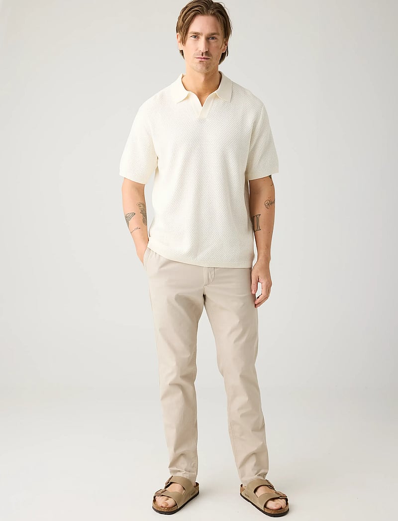 Knowledge Cotton Apparel - Knitted polo - kortärmade pikéer - egret - 0