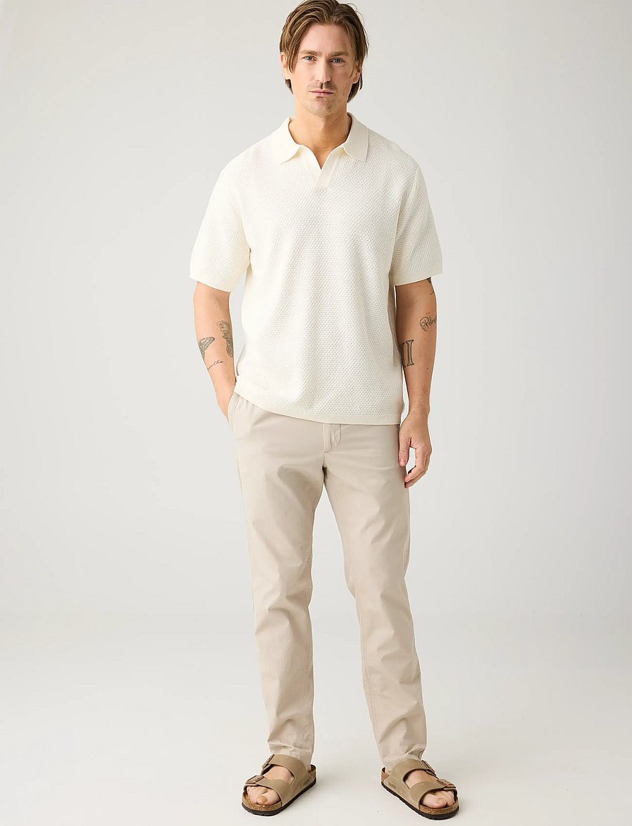 Knowledge Cotton Apparel - Knitted polo - kurzärmelig - egret - 0