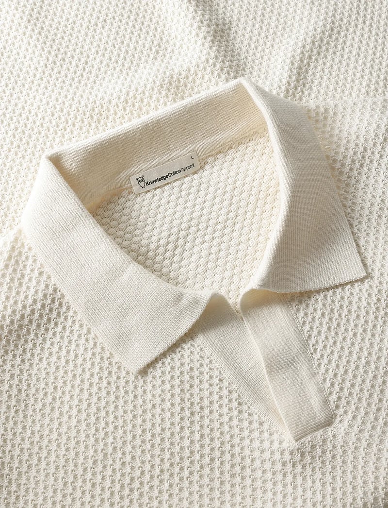 Knowledge Cotton Apparel - Knitted polo - kortärmade pikéer - egret - 3