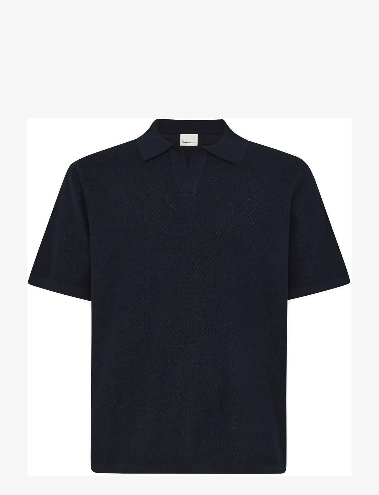 Knowledge Cotton Apparel - Knitted polo - kortärmade pikéer - night sky - 0