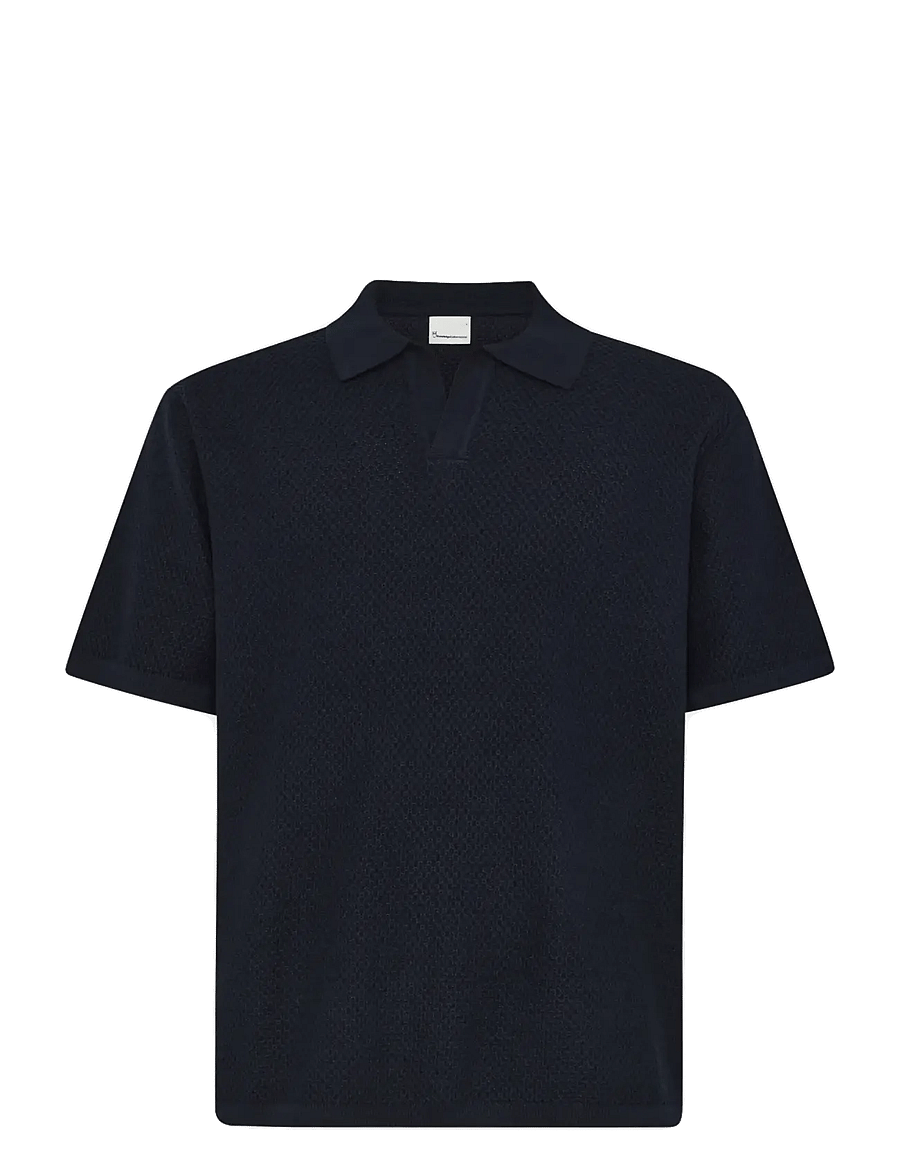 Knowledge Cotton Apparel - Knitted polo - kortærmede poloer - night sky - 0