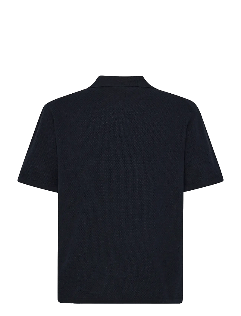 Knowledge Cotton Apparel - Knitted polo - kortärmade pikéer - night sky - 1