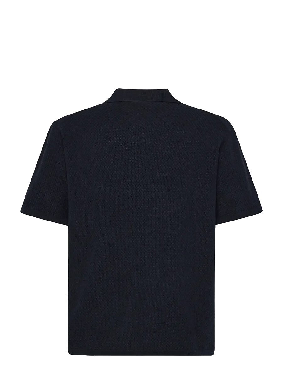 Knowledge Cotton Apparel - Knitted polo - kortærmede poloer - night sky - 1