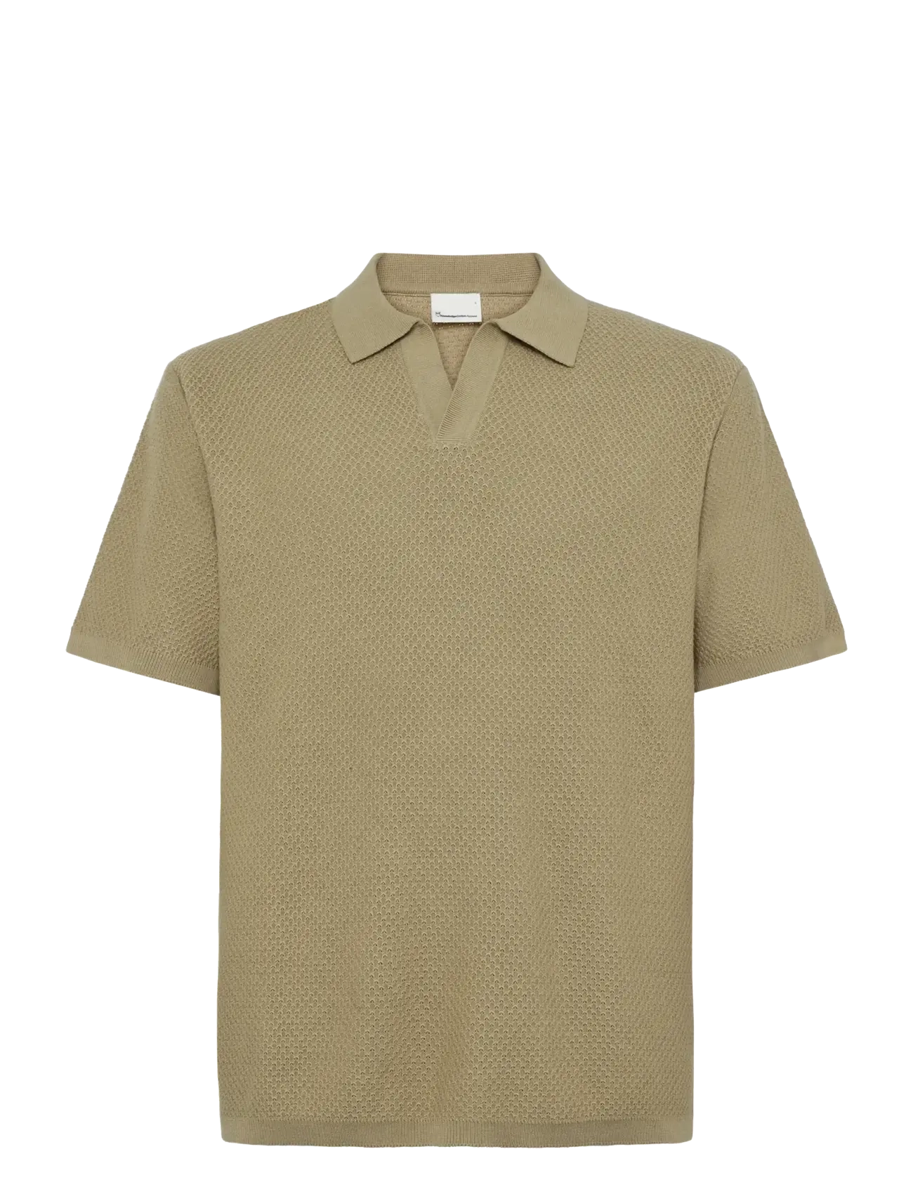 Knowledge Cotton Apparel Knitted Polo, XXL, Polos, Beige - Short-sleeved, Männerswear