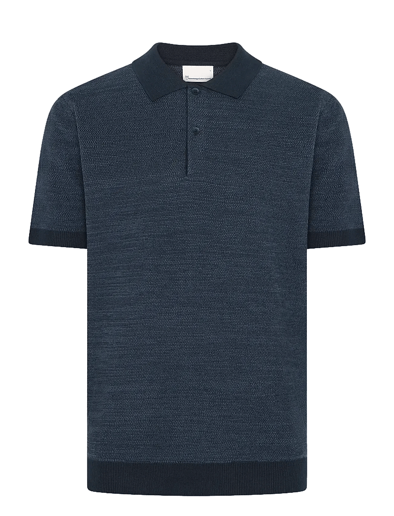 Knowledge Cotton Apparel - Knitted polo - kurzärmelig - night sky - 1