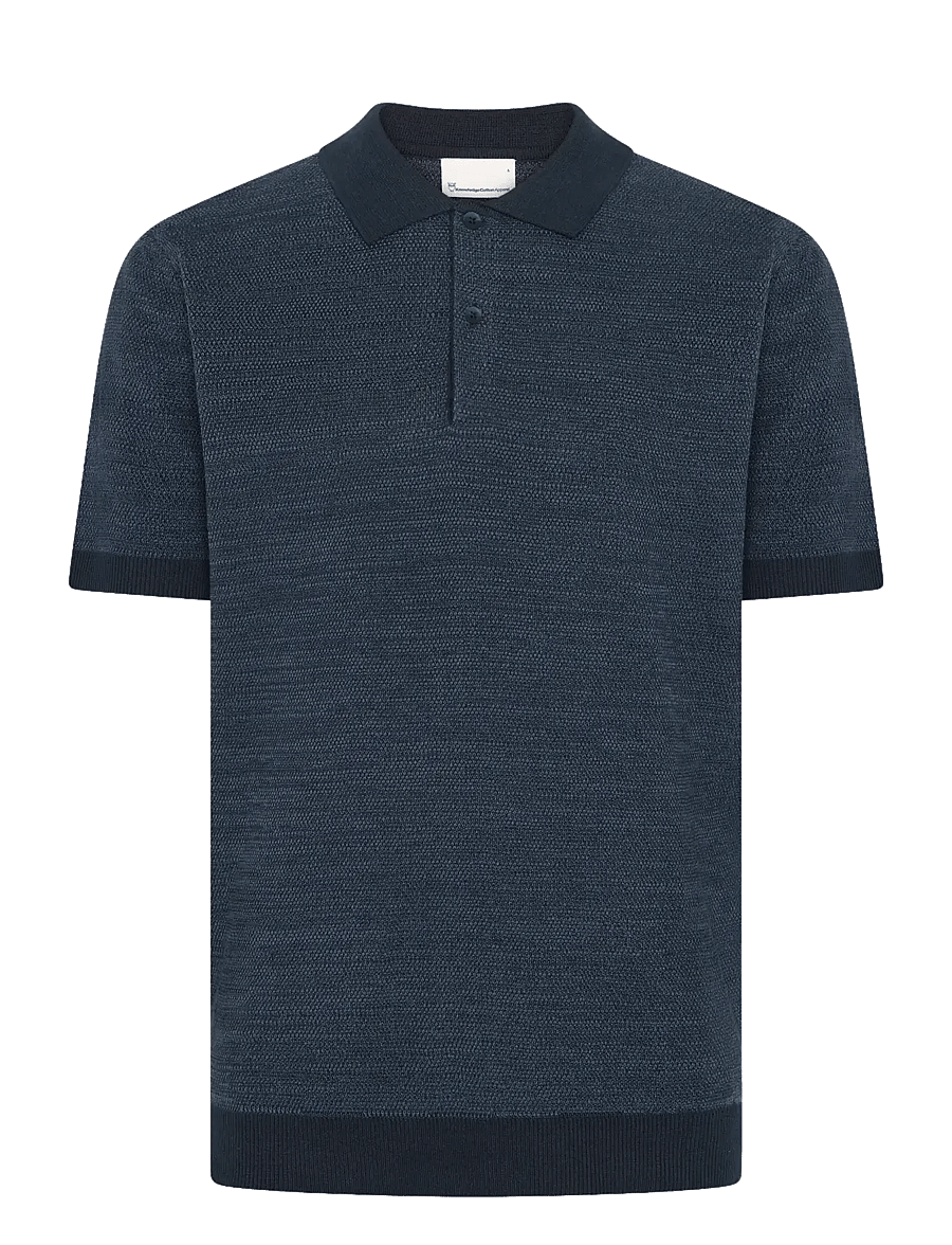 Knowledge Cotton Apparel - Knitted polo - kortermede - night sky - 1