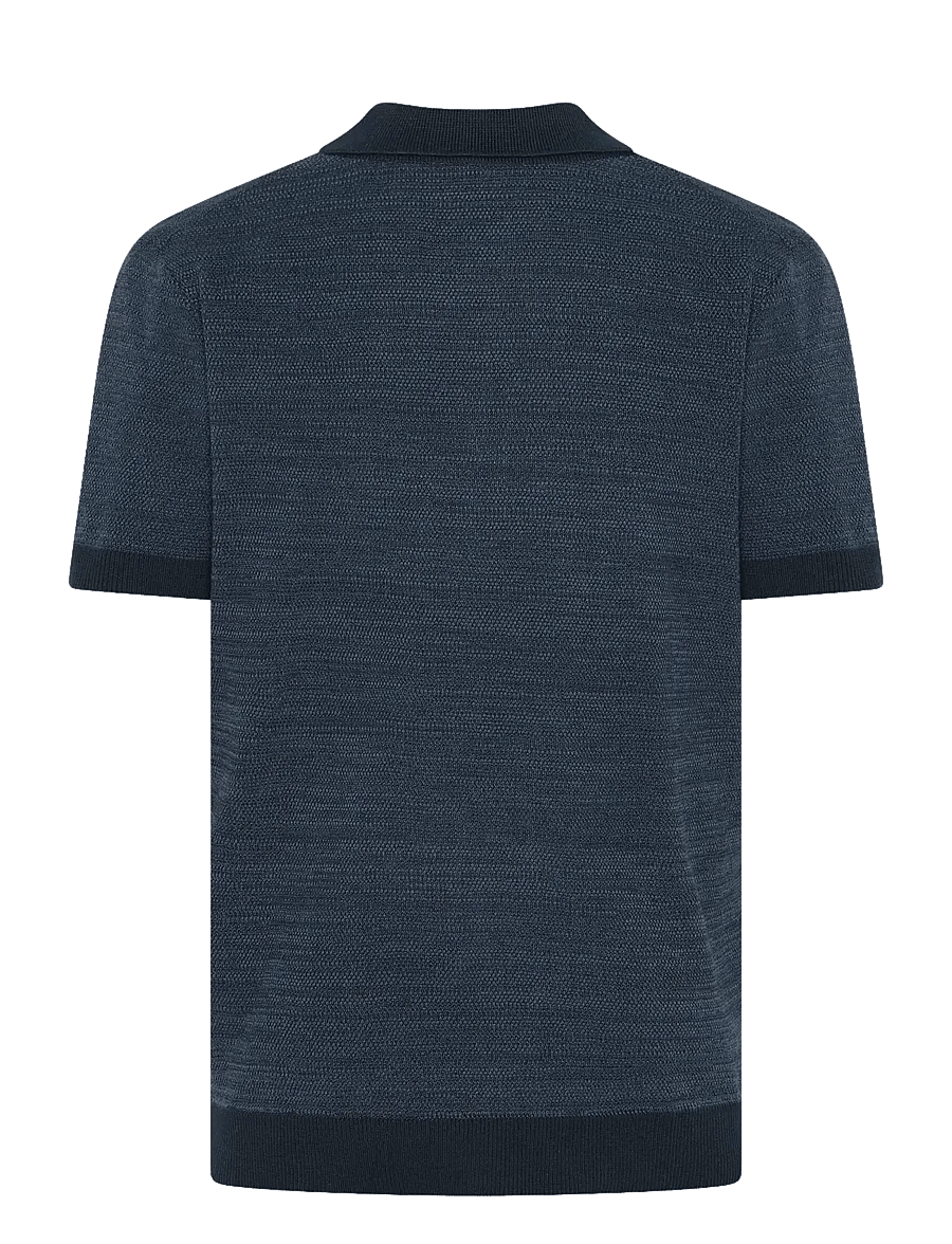 Knowledge Cotton Apparel - Knitted polo - kortermede - night sky - 2