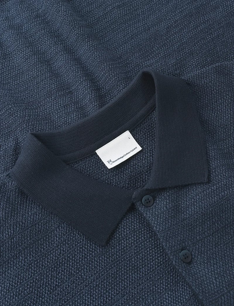 Knowledge Cotton Apparel - Knitted polo - kurzärmelig - night sky - 3
