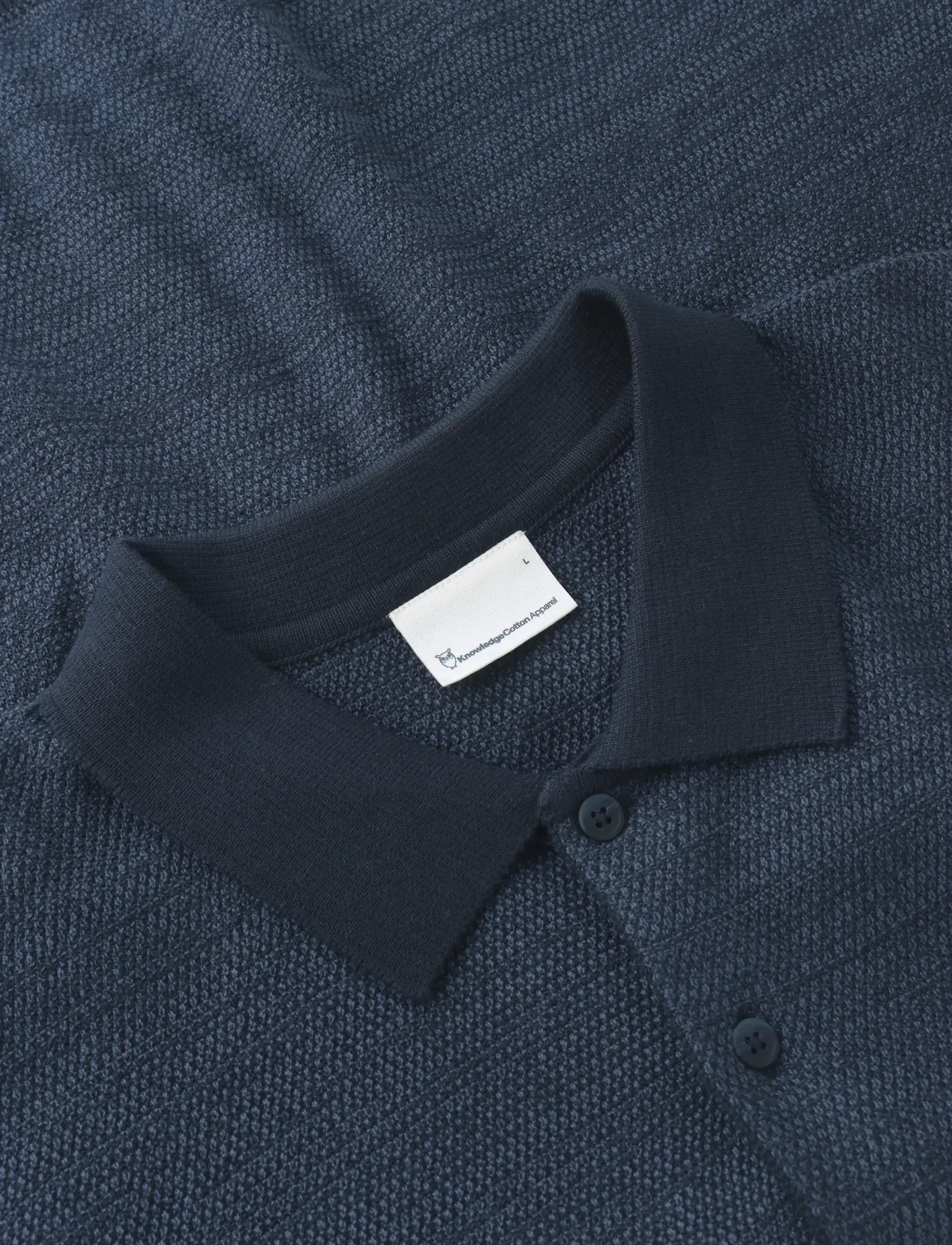 Knowledge Cotton Apparel - Knitted polo - poloshirts - night sky - 3