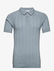 Knowledge Cotton Apparel - Regular short sleeved striped knitt - män - asley blue - 0