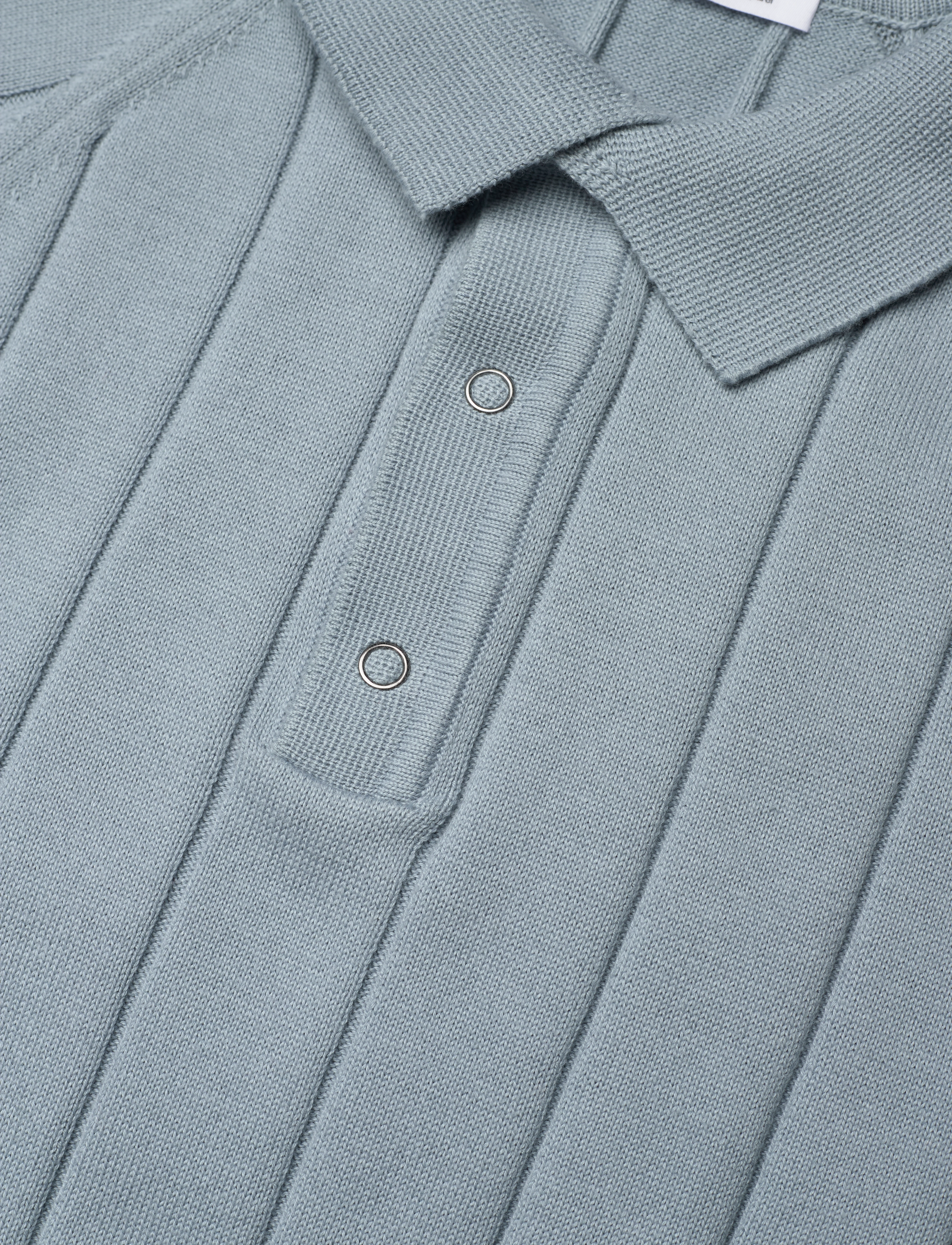 Knowledge Cotton Apparel - Regular short sleeved striped knitt - asley blue - 5