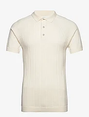 Knowledge Cotton Apparel - Regular short sleeved striped knitt - men - egret - 0