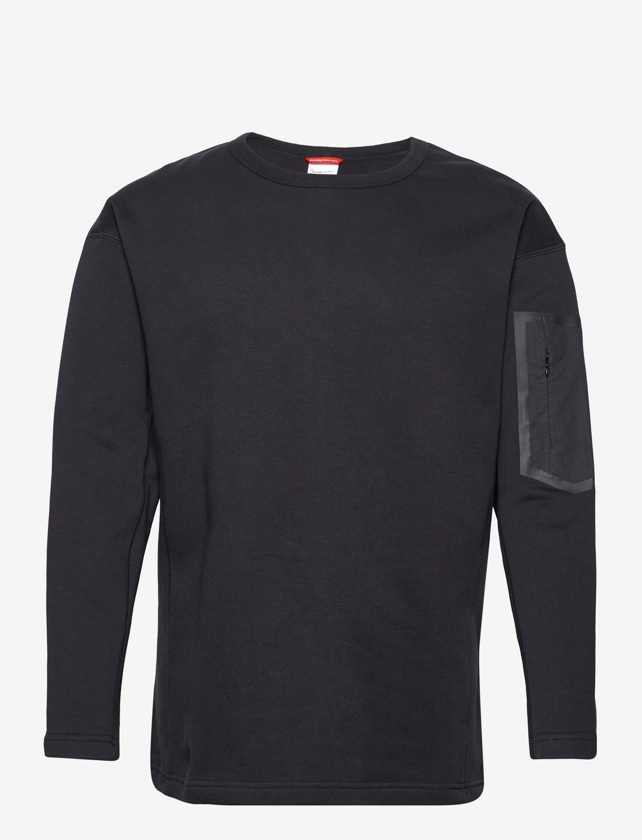 Knowledge Cotton Apparel - Utility crew neck sweat with pocket - black jet - 0